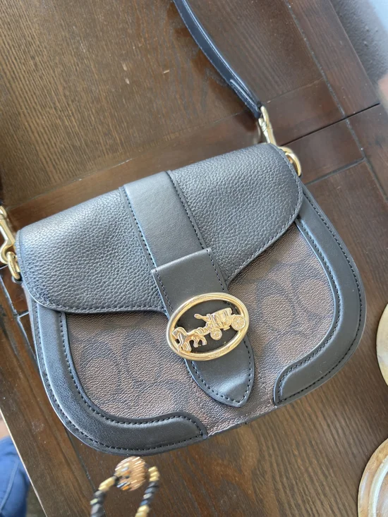 Coach Signature Small Saddle Crossbody Bag in Brown/Black - Picture 2 of 6